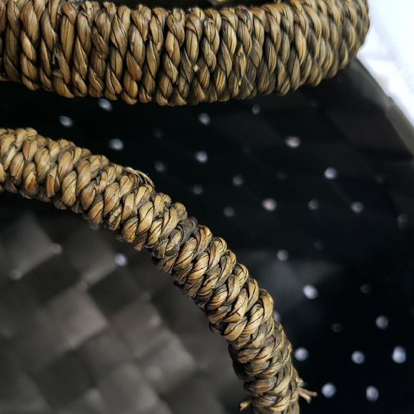 Vintage Woven Shopper Basket Bag 11 X 11 X 5